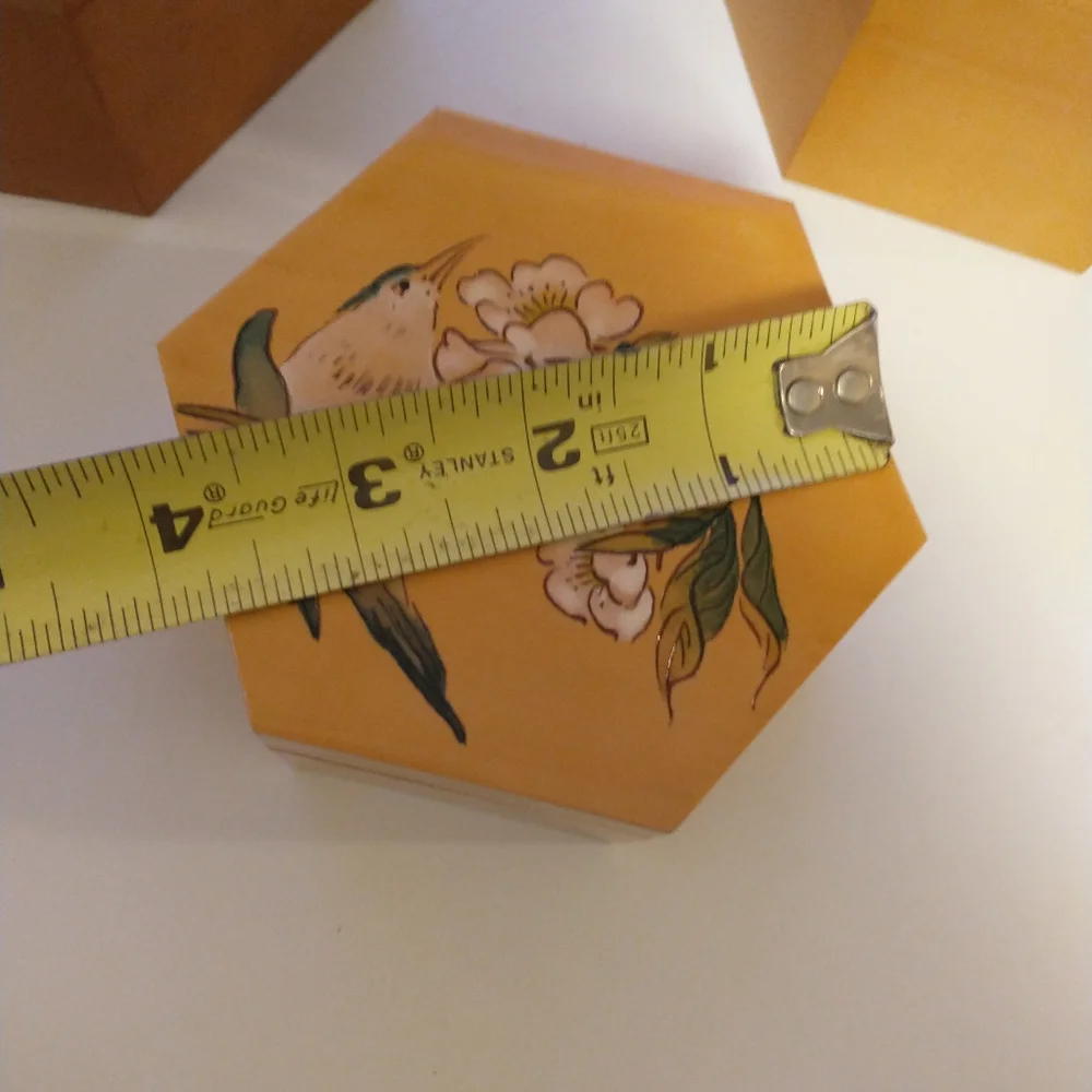 Vintage Chinese bamboo nesting hexagon boxes birds mid-century Asian Set Of 3